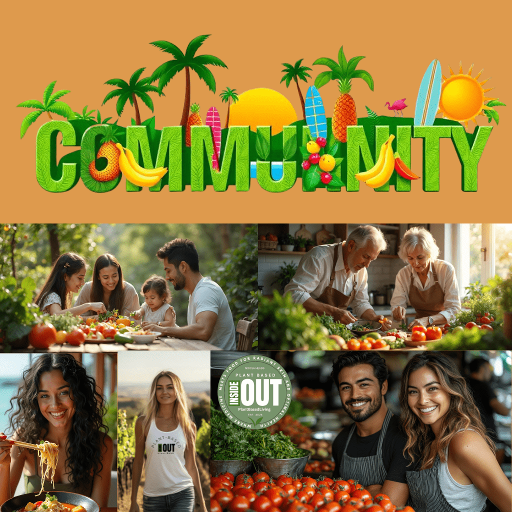 Family cooking together outside with fresh vegetables